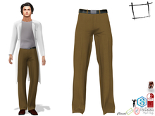 Full Perm Men's Formal Brown Trousers With Belt Slink Male, Belleza Jake, Signature Gianni