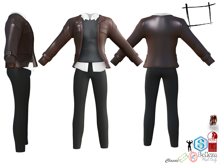 Brown Leather Skinny Pants Sweater Outfit Slink Male, Belleza Jake, Signature Gianni,Gamit, Legacy