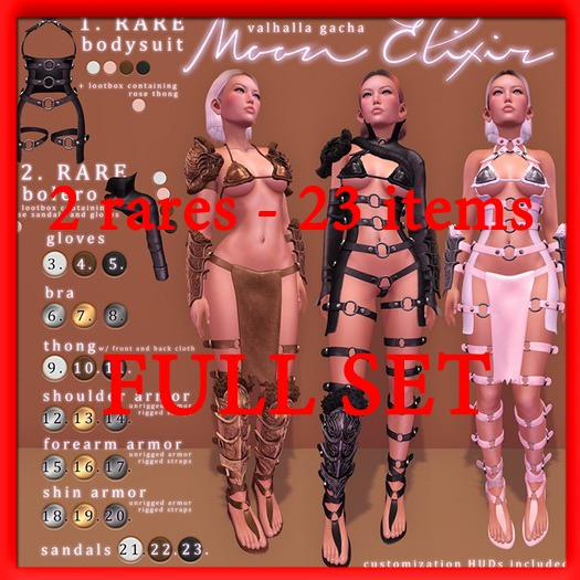 Moon Elixir - Valhalla - Lara FULL set 23 items+RARES