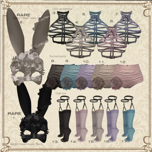1.::GB:: Rabbit Flower mask / Black  [RARE]