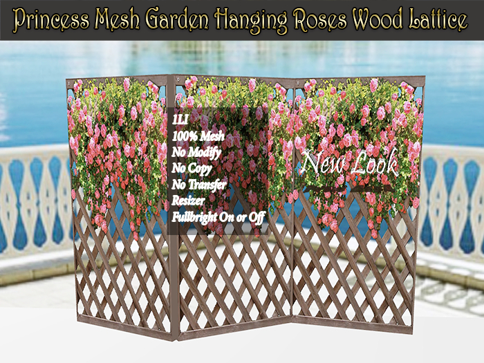 Princess Mesh Garden Hanging Roses Wood Lattice Trellis with Resizer and Fullbright Option