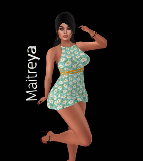 Daisies on Mint Mini Dress MaitreyaBoxed