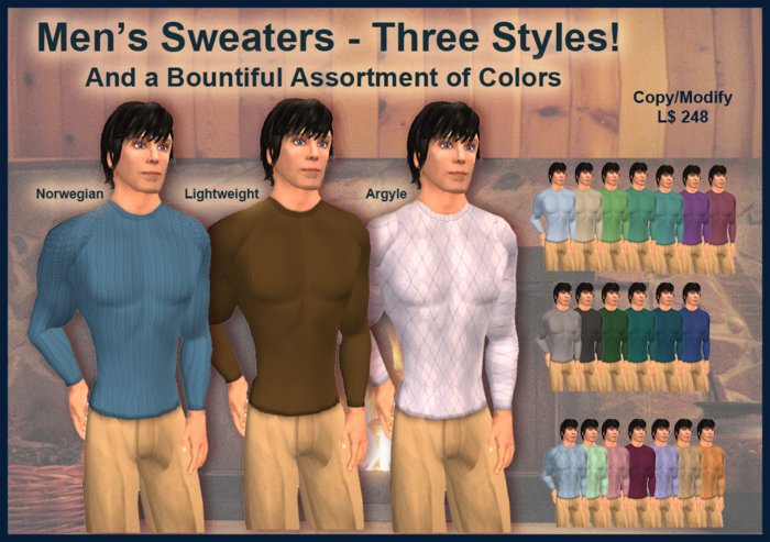 Men's Sweaters - Three Pull-over Styles - Men's Crew Neck Sweaters in Bountiful Colors 