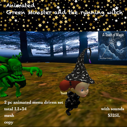 Animated Green Monster & the running witch-Box