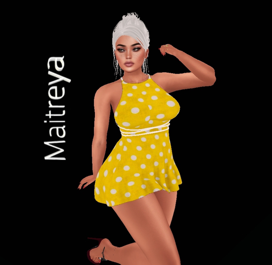 Yellow_White Dots Mini Dress maitreya Boxed