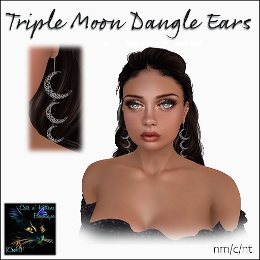 CnK: Triple Moon Dangle Earrings  (Boxed)