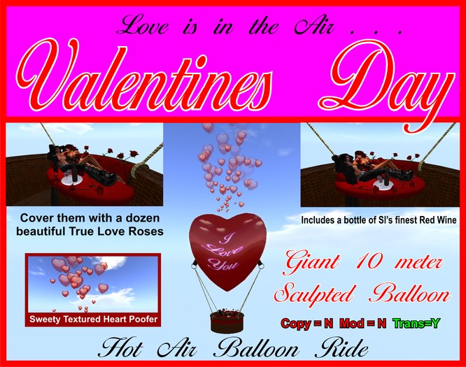~*~ VALENTINES DAY ~*~  Sculpted Heart Balloon Ride