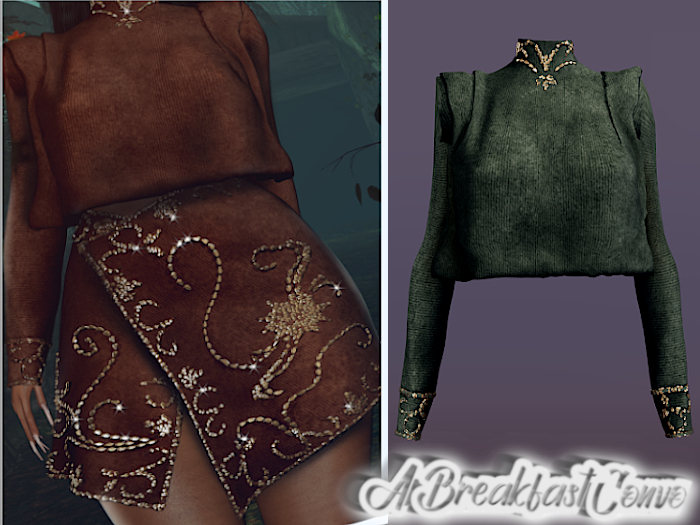 {ABC} Alia Suede Studded Top Forest