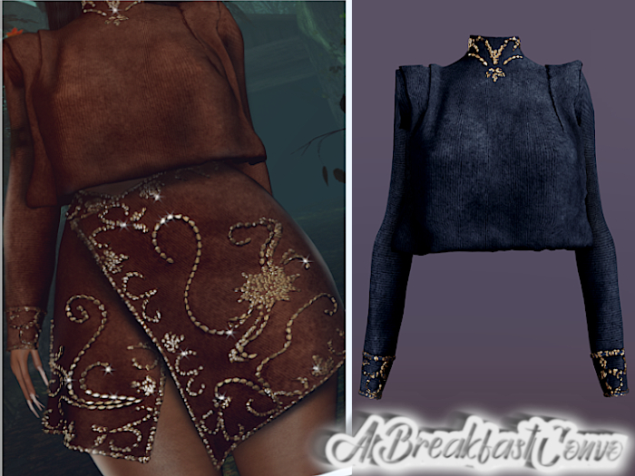 {ABC} Alia Suede Studded Top Navy