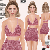 BEADED FLOWER TOP AND SKIRT,CLASSIC&MESH BODY