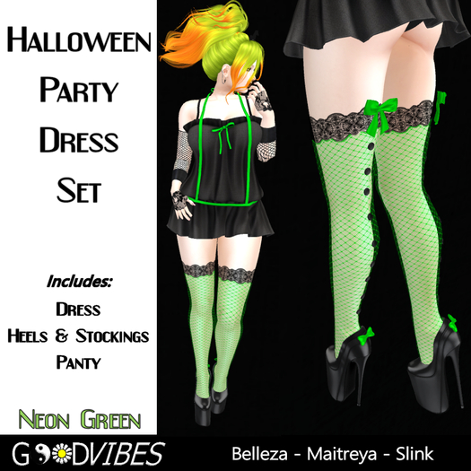Halloween Party Dress Neon Green and Black