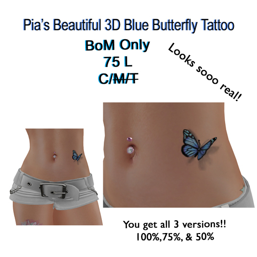 Pia's Beautiful 3D Butterfly Tattoo