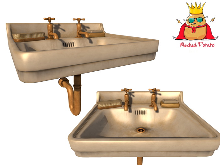 Meshed Potato - Old Victorian Sink & Bath Props - Full Perm Mesh