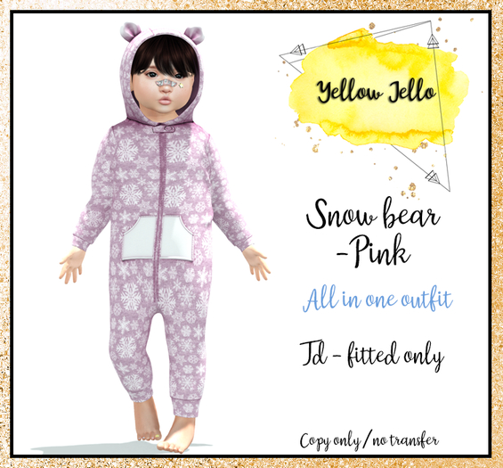 YJ -Snow Bear Td Fitted - Pink (add me)