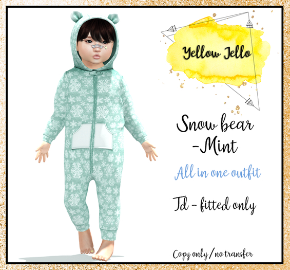 YJ -Snow Bear Td Fitted - Mint (add me)