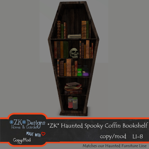 *ZK* Haunted Spooky Coffin Bookshelf