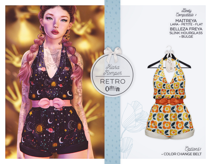 The Secret Store - Kiara Romper - Belleza Freya, Slink Hourglass, Maitreya Lara + Petite + Flat, Bulge - Retro