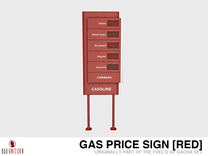 Gas Price Sign - Red (Previously - Fuel'd Up Gacha Set)