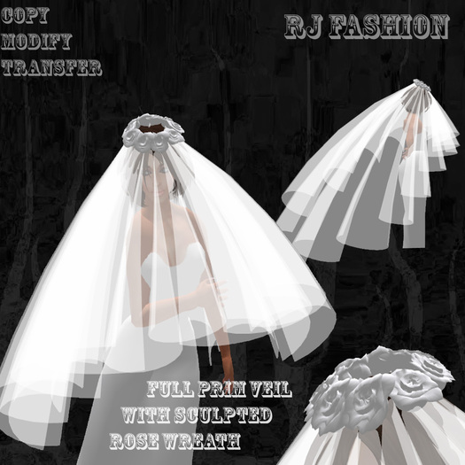 Full Prim Veil with Sculpted Rose Wreath