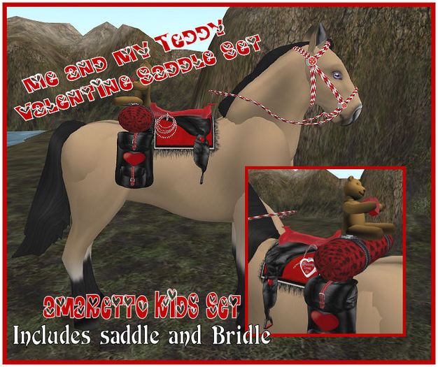 Amaretto Valentine's Kids Saddle Set - Black