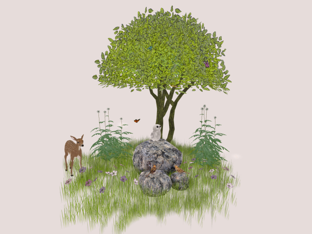 Tree  with  Animated Animals