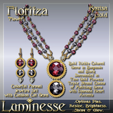 FLORITZA "Flower" Kayisa Necklace & Earrings Set OP - Burgandy Black White Diamond Gold
