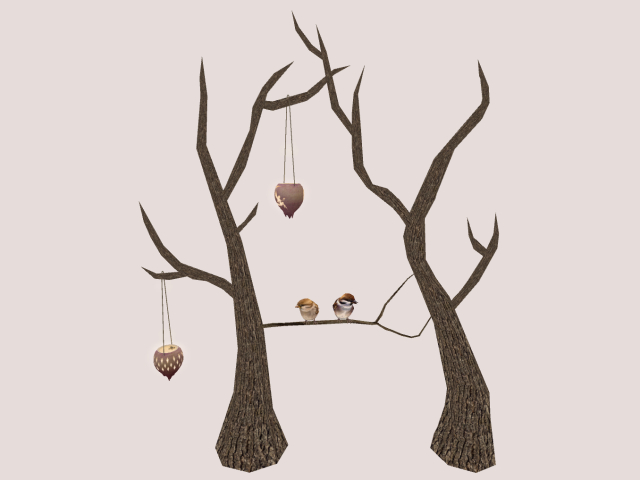 Cute Sparrows on Dead Tree