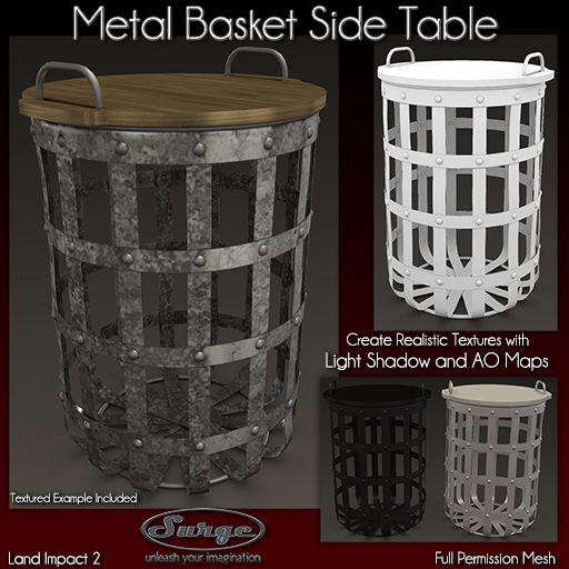 Metal Basket Side Table - Full Perm For Builders