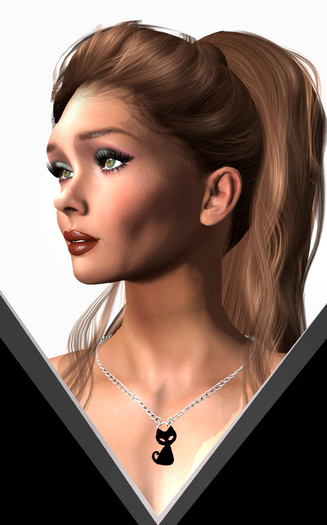 Silver chain and pendant blac cat