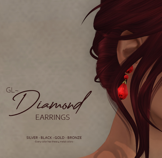 G.L.- Diamond Earrings - Red  