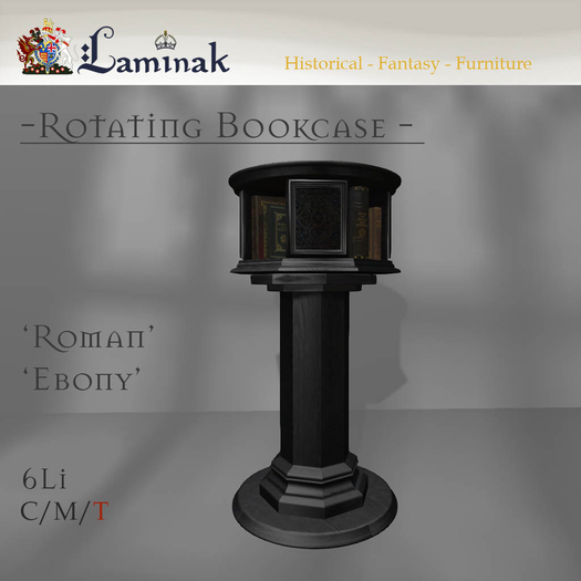Laminak - Rotating Bookcase - Roman Base - Gothic Ebony