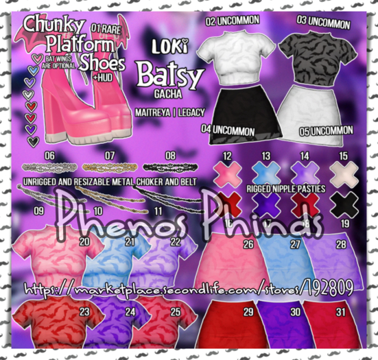 31.Loki - Batsy GACHA - Wine Bat Skirt - Maitreya