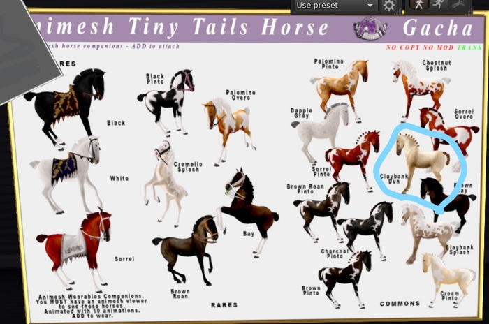 *E* Animesh Tiny Tails  Horse [ATTACH ME] Claybank Dun