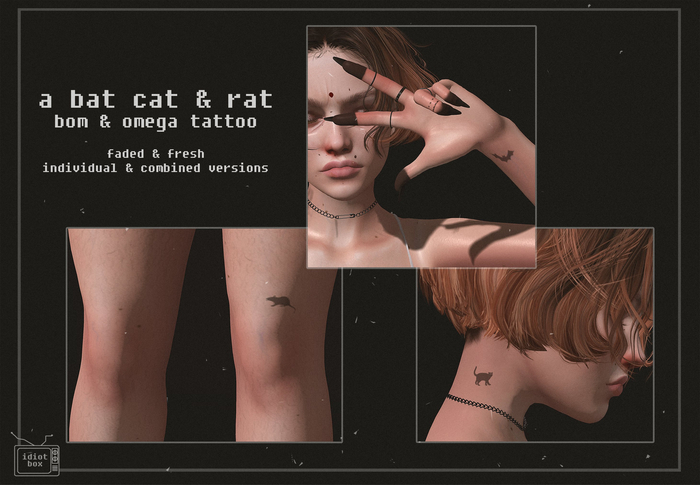 [ idiot box ] bat, cat & rat tattoo - BOM & Omega (gift)