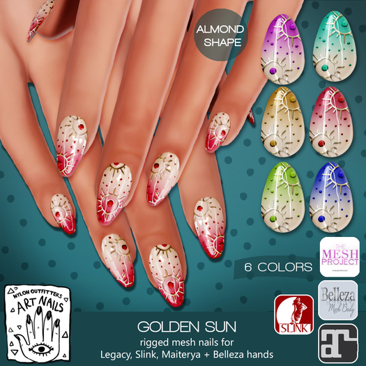 (NO) Art Nails - Almond - Golden Sun