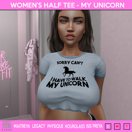 ..:: CODED ::.. Women's Half Tee (My Unicorn)