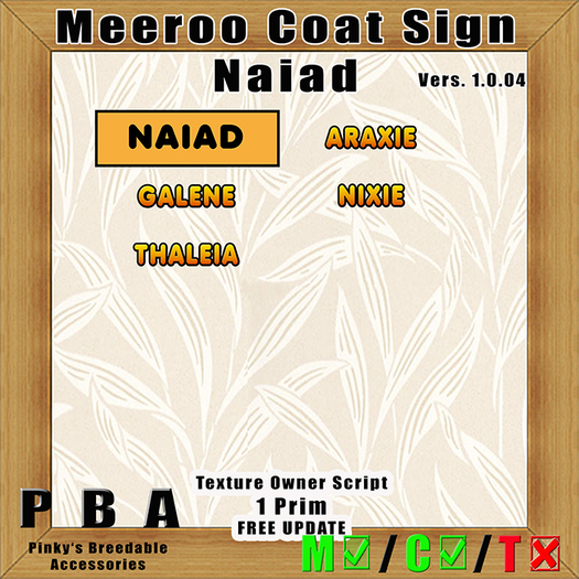 Meeroo Coat Sign Naiad Vers. 1