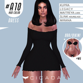 CICADA - Taranee dress (Black) #A10 for Kupra, Legacy, Maitreya ,Slink, Mirana
