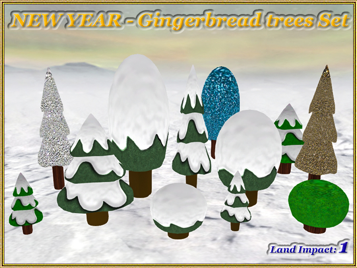 NEW YEAR - Gingerbread trees Set (1 LI) (Full perm)