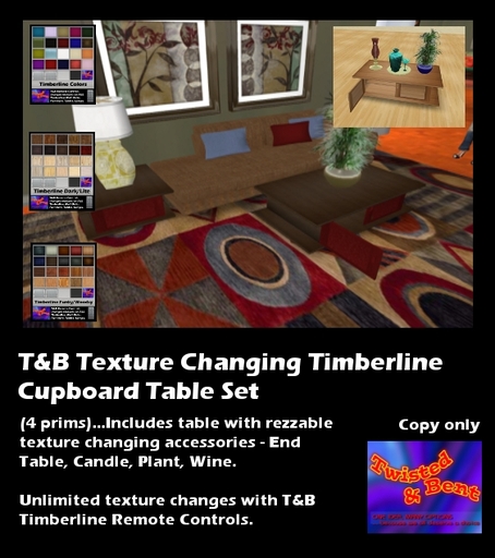 T&B Texture Changing Interactive Timberline Cupboard Table Set