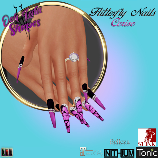 ~ Lala ~ Flitterfly Nails - Cerise (Add)