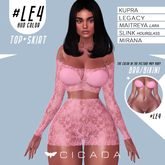 CICADA - Taranee top & skirt (Pink lace) #LE4 for Kupra, Legacy, Maitreya ,Slink, Mirana