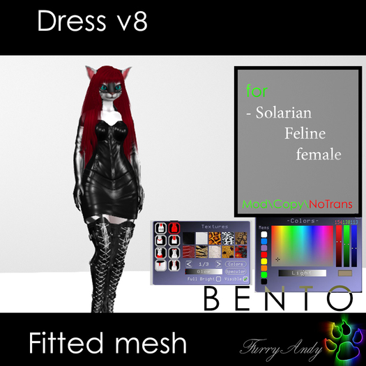Second Life Marketplace - Furry Andy - Dress v8 - Solarian Feline