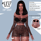 CICADA - Taranee top & skirt (Black lace) #LE17 for Kupra, Legacy, Maitreya ,Slink, Mirana
