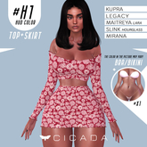 CICADA - Taranee top & skirt (Red floral) #H1 for Kupra, Legacy, Maitreya ,Slink, Mirana