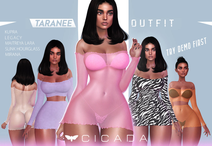 CICADA - Taranee outfit (FAT PACK) for Kupra, Legacy, Maitreya ,Slink, Mirana
