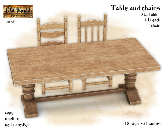 Table and chairs v2 - Old World - Medieval / Rustic