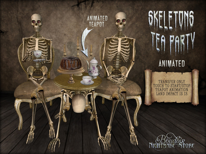 Boudoir Halloween-Animated Skeletons Tea Party