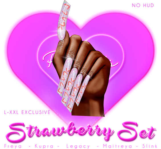 !! Pinky's Nails !! Strawberry Set ' L-XXL Lipstick