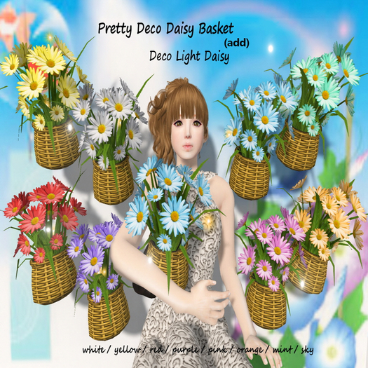 Pretty Deco Daisy Basket BOX /  orange